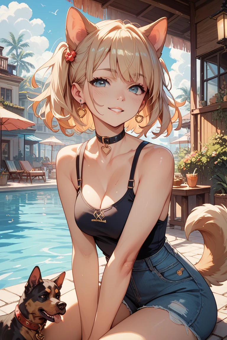 Movie angle、depth of fields、(Look at viewers)、(Right foreground:1)、(Standing photo:1)、)、 Cat Ears Girl, (独奏),(Yellow head hair),(de pele branca:1), (Curvaceous:1.2), (wide  hips:1.1), Cat-eared girl, (Beautiful coastal background)、(Coast background:1.4)、(Coast background:1.4)、(bare shoulders​、Yellow Micro Bikini)、(Yellow T-back panties:1.2)、sharp claws、Detailed corners、Green Choker、 (poneyTail、hairs between eyes)、(Yellow hair)、Blue eyes)、(flat breast:1.2)、 deadpan、Stunned、sleepy、 wakame、wakame、wakame、wakame、wakame、wakame、wakame、