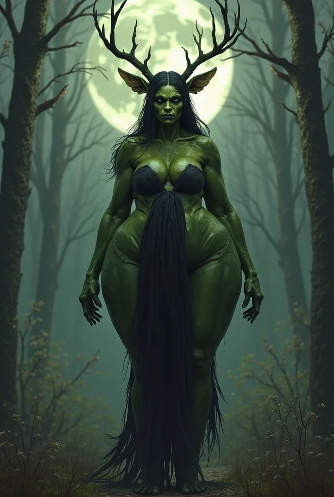 One girl, beautiful bbw girl, chubby girl, Water Monster Girl, Black Lagoon Monster Head, Creature from the Head of the Black Lagoon, green skin, whole body, naked girl, gills on the neck, Fish Skin, Swamp background, Russian forest background, girl standing in the swamp, purple fog, VHS interference, 70s style photo, sci-fi art style, Psychedelic colors
