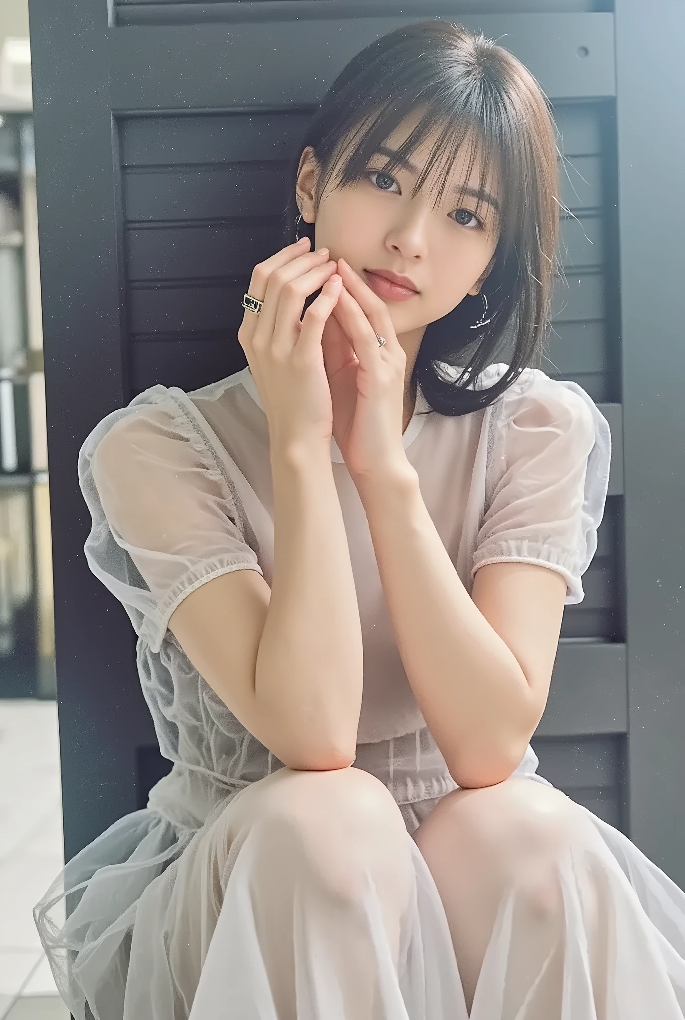 high-resolution photo of a young Japanese woman,professional lighting, sharp concentration but slight smile, 1 girl, (( Chest and legs are exposed a lot,upper body above the top of the foot:1.4)),slender body, white skin, detailed face, detailed eyes, sophisticated nose, after sex , obscene expression, ((perfect hand in h,perfect legs,perfect arms,Exact hand count, the exact number of legs,Accurate right hand,Accurate left hand,Accurate torso length,Perfect Anatomy, correct anatomy)), indoor,