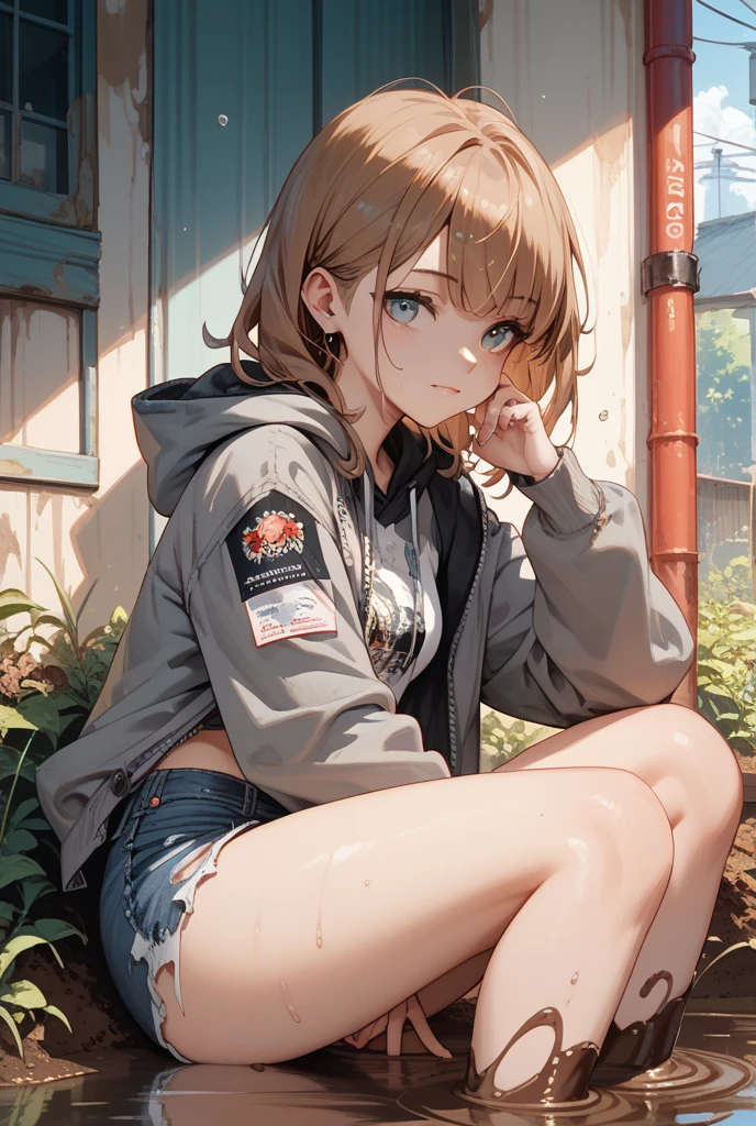 8k, RAW Photos, Highest quality, masterpiece, practical, reality, (1. Exquisite beauty), 2, nice,The face is rich in detail, (Perfect Teeth), Delicate eyes, double eyelid, eyelash, Grin, Lips Detail, Blonde Bob Hair, Natural Breasts, ((Sexy Japanese volleyball)), ((Sexy sports shorts))Soft Light, ((Depth of written border)) 、Shot in the back、all、Stick your butt out、Spread your legs、The body is slim、Inverted nipples, High Jump Jacket,Sporting goods,Leaked,Large Breasts