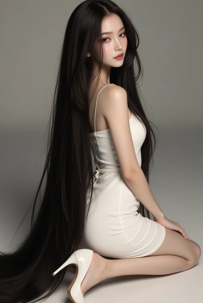 (Upper Body Shot:1.1)　(She is in a random sitting pose)　((highest quality)), ((masterpiece)), (Familiar), (Get used to it)　(Reaches up to the kneeVery long hair　highest quality　Highest detail　Reaches up to the knee、Very long hair that lasts forever:1.3　Flowing hair　私ncredibly straight hair　Very shiny and thick hair　Abnormally long hair that lasts forever　Flowing Hair on both ends　long hair up to the knees:1.2　long hair up to the knees:1.2　Thick and shiny hair　Very free hair　Abnormally long hair!!!!!　Beautiful silky hair　　Beautiful and shiny hair　Beautiful and shiny hair　Beautiful silky hair　Hair that grows to the knees　Very very, Very long hair!!!!!　Very very, Very long hair!!!!!)　(highest quality　The best ultra-fine　Reaches up to the knee、Very long hair that lasts forever　Flowing hair!!!!!　Very shiny and thick hair　Abnormally long hair that lasts forever!!!!!　Flowing Hair on both ends!!!!!　long hair up to the knees:1.2　long hair up to the knees:1.2　Thick and shiny hair　Very free hair　Abnormally long hair!!!!!　Beautiful silky hair　Super long hair down to the knees　Beautiful and shiny hair　Beautiful and shiny hair　Beautiful silky hair　Hair that grows to the knees　Very very, Very long hair!!!!!　Very very, Very long hair!!!!!)　(She is the most beautiful 18-year-old hair model in Japan.....)　Perfect Woman&#39;face　(She has a typical Japanese build and skin color..., Her skin is very high quality and ultra high definition.、very beautiful and glowing skin)　(She is photographed against a white wall:2.Standing in front of 0 in a random pose)　(Her face is long, Eyes and nose)（She achieved her sexy look with the help of a professional makeup artist.。...　Lipstick is natural red　The eyeliner is a beautiful black)　(Her hair is pitch black)　(Surreal photos by professional photographers :1.2)　(She is wearing a beautiful blue silk camisole dress. :1.2)　((Her bangs are neatly trimmed and straight down.:1.3))　(She has a typical Japanese build and skin color　Her skin is very delicate and sensitive..、and、Such beautiful and radiant skin)　(Her face is long, Small eyes and nose.、Narrow-mouthed　and the most beautiful)　((Rich 1.4))　(Extremely detailed 8K)　(Ultra-fine skin texture 1.4)　(Actual, Vibrant:1.4), 　Sharp focus:1.2、Beautiful woman:1.4　Dynamic Lighting　(Genuine RAW photos taken by professional photographers)　very beautiful and glowing skin)　(Big Breasts:1.5)　(Her face is long, Eyes and nose)　Lipstick is natural red　The eyeliner is a beautiful black)　(Her hair is pitch black)　(Surreal photos by professional photographers)　