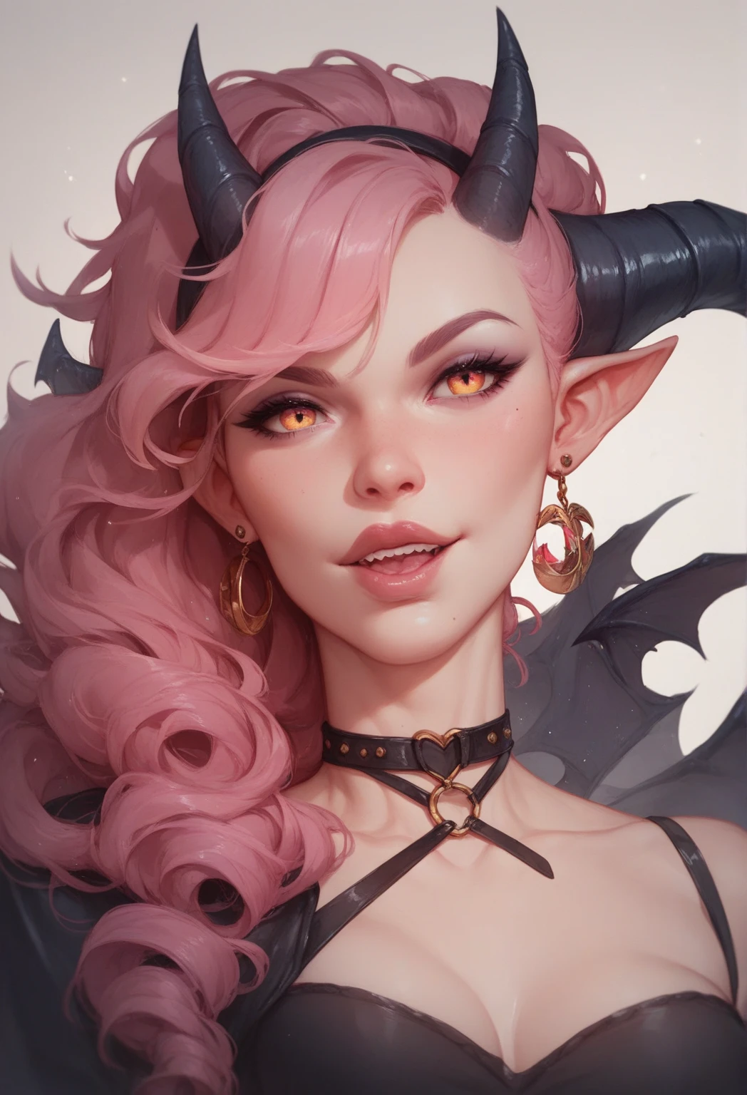 girl It has horns devil snow Pink Hair