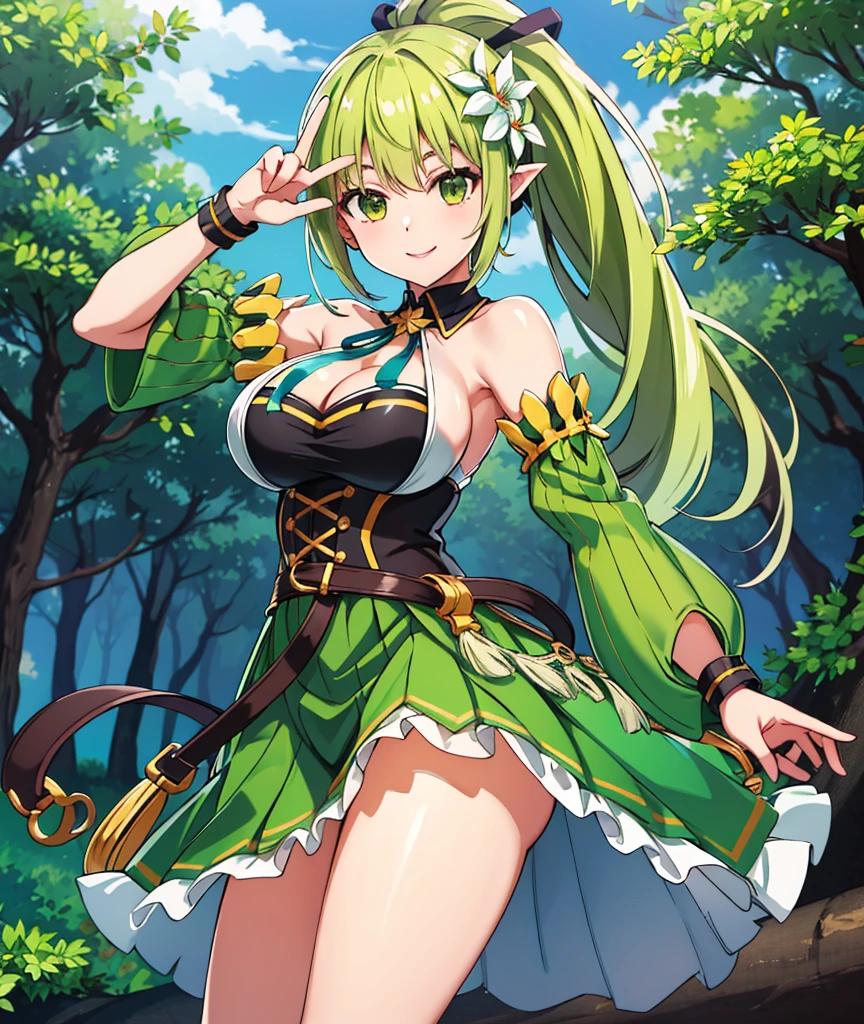 ((highres)), ((masterpiece)), ((medium breasts)), 1girl, mythra \(xenoblade\), weapon, holding weapon, forest