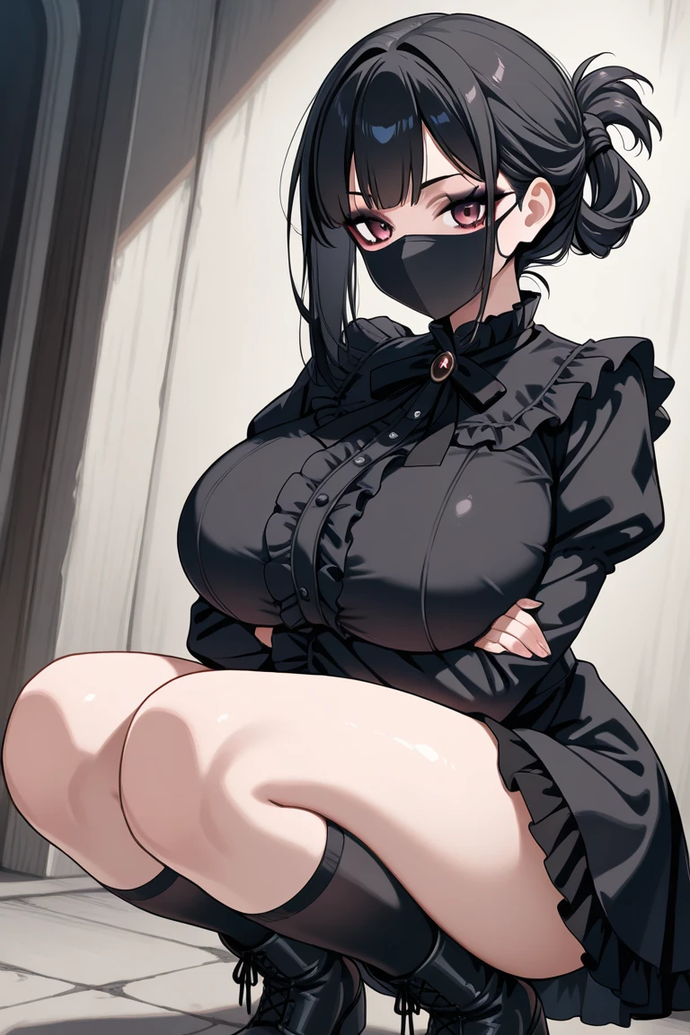 see-through black tights、black pantyhose、Thigh emphasis、D cup、Tied with a rope、Bite into costumes、blush、steam from around the body、wet with sweat、sexy pose、erotic face、mouth wide open、sticking out tongue、Estrus、Cramp