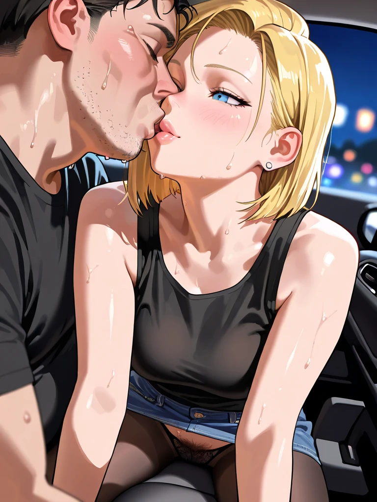 1man,1female,digital art,seductive curvy gyaru squatting,man standing,huge breasts,sucking man's penis hardly,blowjob,short pants,crop top printed black shirt,at bathroom stall,hands on penis,bukkake,blonde medium hair,pov