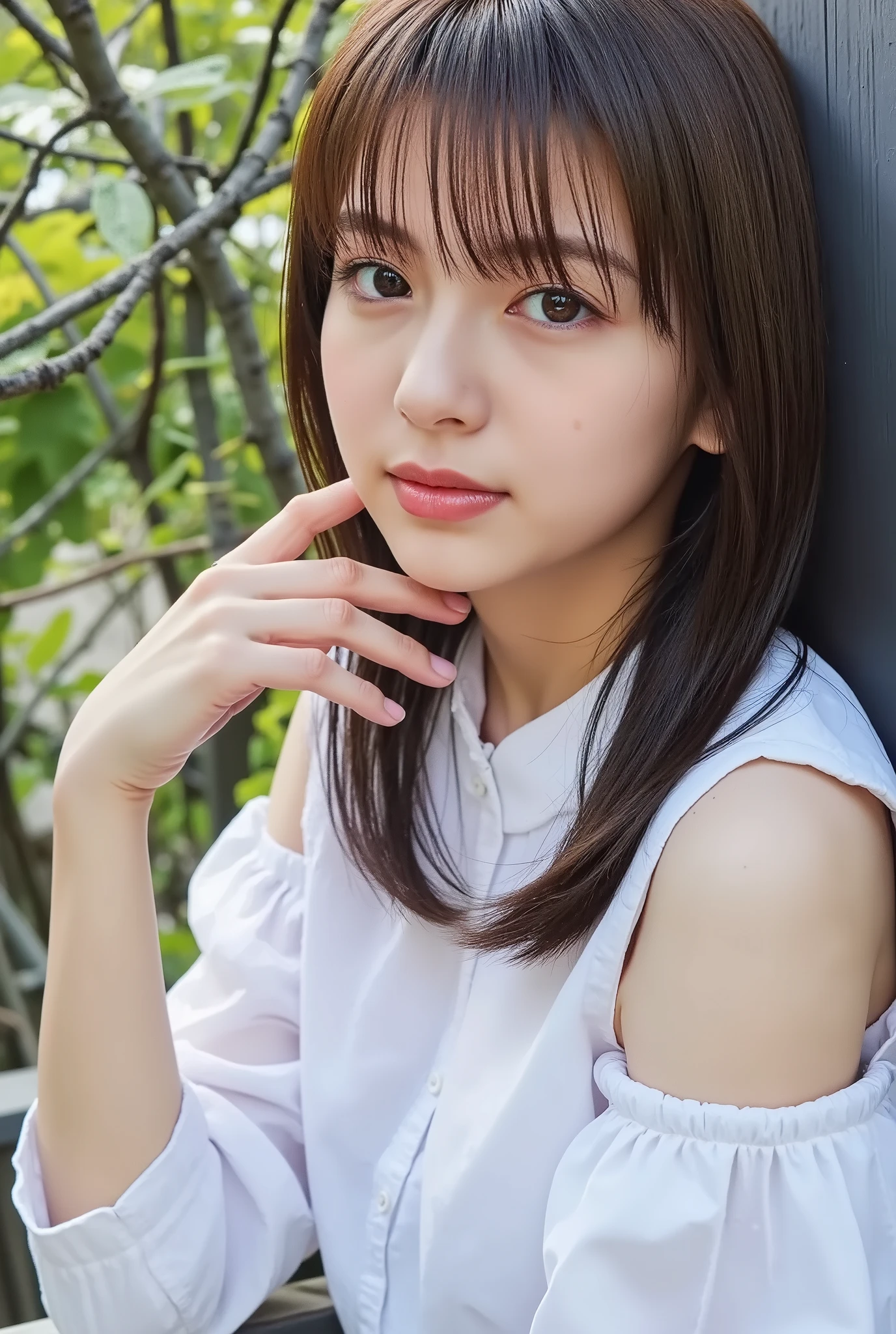 high-resolution photo of a young Japanese woman,professional lighting, sharp concentration but slight smile, 1 girl, (( Chest and legs are exposed a lot,upper body above the top of the foot:1.4)),slender body, white skin, detailed face, detailed eyes, sophisticated nose, after sex , obscene expression, ((perfect hand in h,perfect legs,perfect arms,Exact hand count, the exact number of legs,Accurate right hand,Accurate left hand,Accurate torso length,perfect anatomy, correct anatomy)), indoor