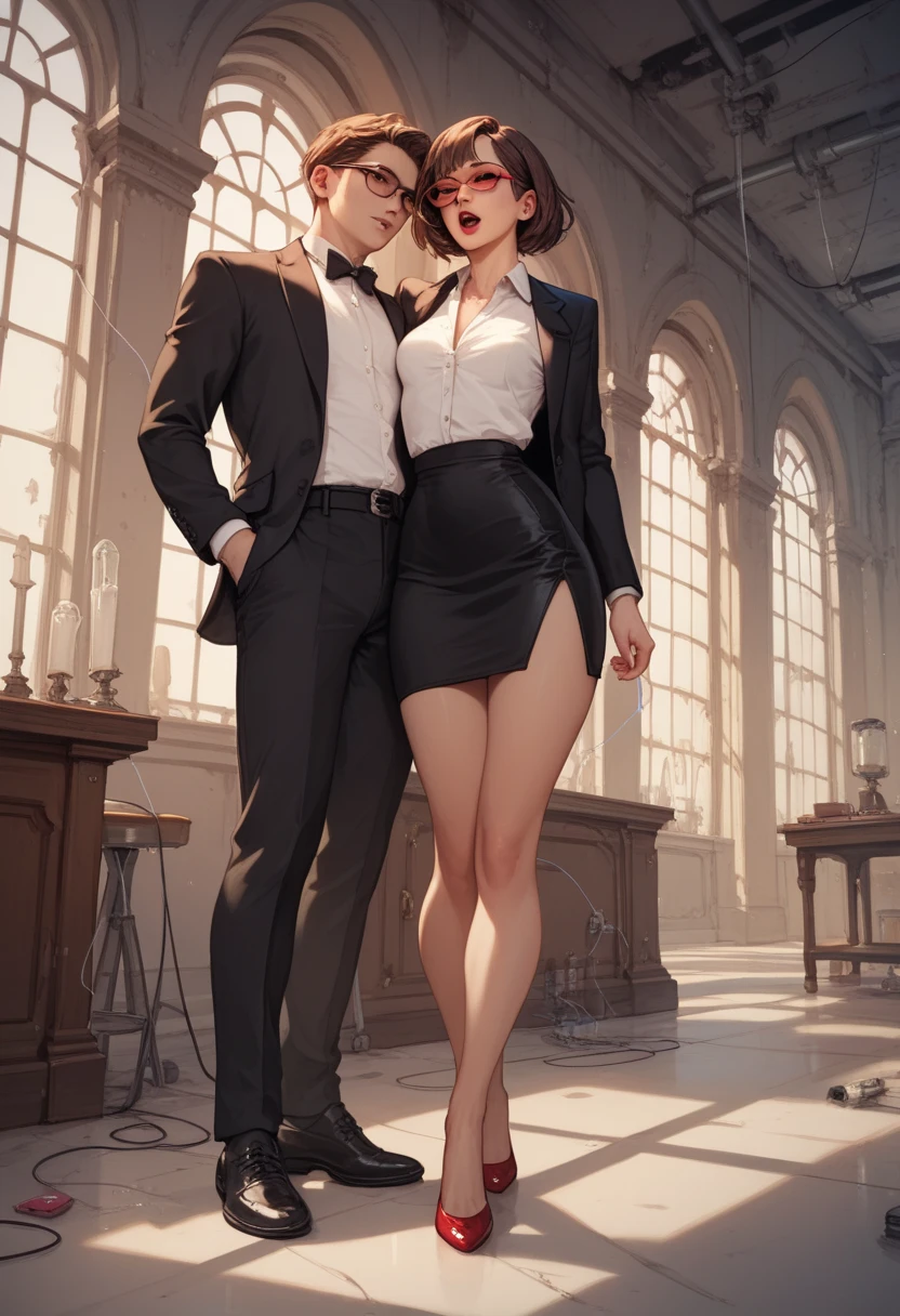 Emma Watson wearing ((only a revealing formal jacket and a black thong)). ((no bra)). nice tits, Looking at viewer. dark background, Spotlight, Dramatic lighting, ((artistic photography)). ((realistic)) --auto