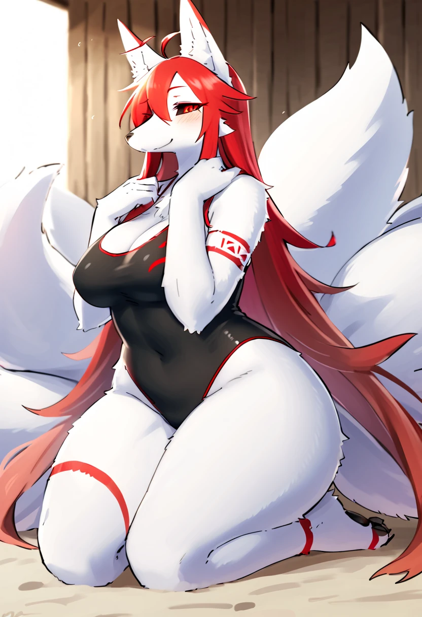 masterpiece, best quality, detailed, pov, 1girl, Hisuian Zoroark, blue fur, confused expression, blue eyes, visible nipples, visible vagina, grassy field, distant mountains background, dusk,