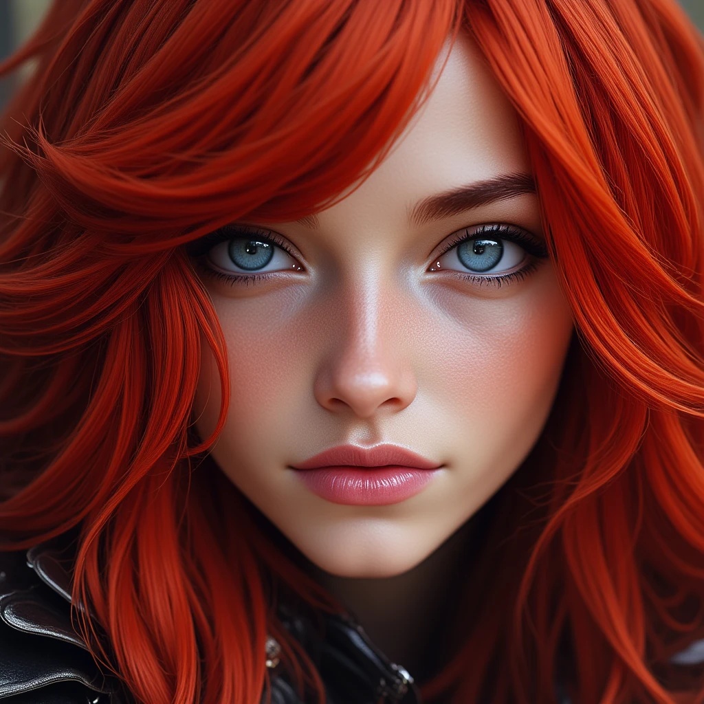 ((Masterpiece, high quality, UHD, 8k, 16k)),Close-up, a very beautiful 22 year old a female paladin warrior, beautifully detailed eyes, (beautiful and detailed candy pink lips), electric blue eyes, messy hair, long blood red hair, stunning image, sharp focus, soft lighting, film grain, vibrant, no blur, wide angle, cinematic lighting, top quality, (Best Quality), dynamic angle, epic landscape, panoramic, colorful.