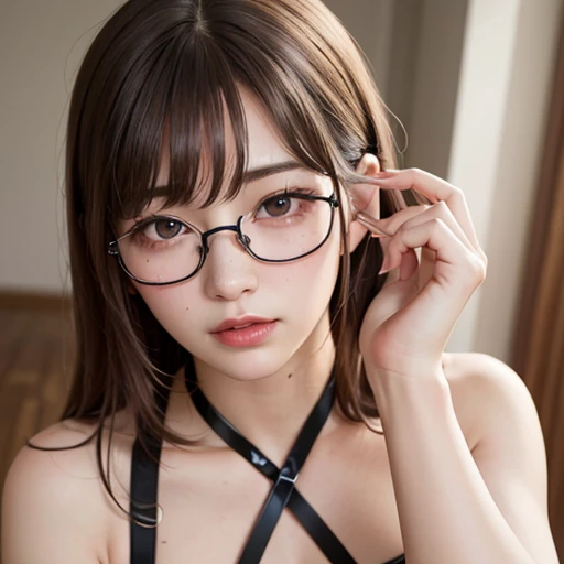 1girl, star eye, blush, perfect illumination, red hair, red eyes, unreal engine, sidelighting, detailed face, bangs, bright skin, simple background, dark background, 