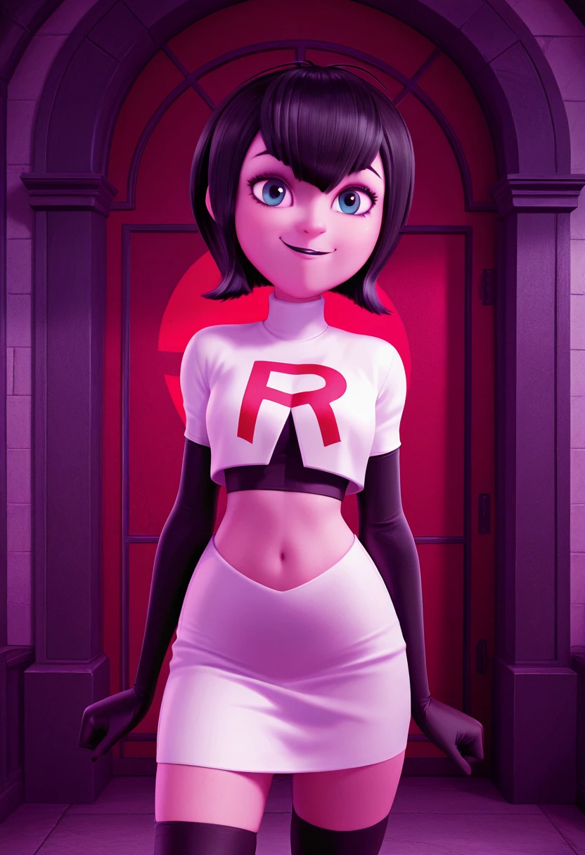score_9_up,score_8_up,score_6,score_5,score_4,1girl,source_cartoon,gwen_tennyson,ben_10,green_eyes,orange_hair,amazing composition,incredible lighting,smiling,detailed background,<lora:Smooth Anime 2 Style SDXL_LoRA_Pony Diffusion V6 XL:1>,shiny skin,outdoors,city,black lipstick,covered nipples,team rocket uniform,