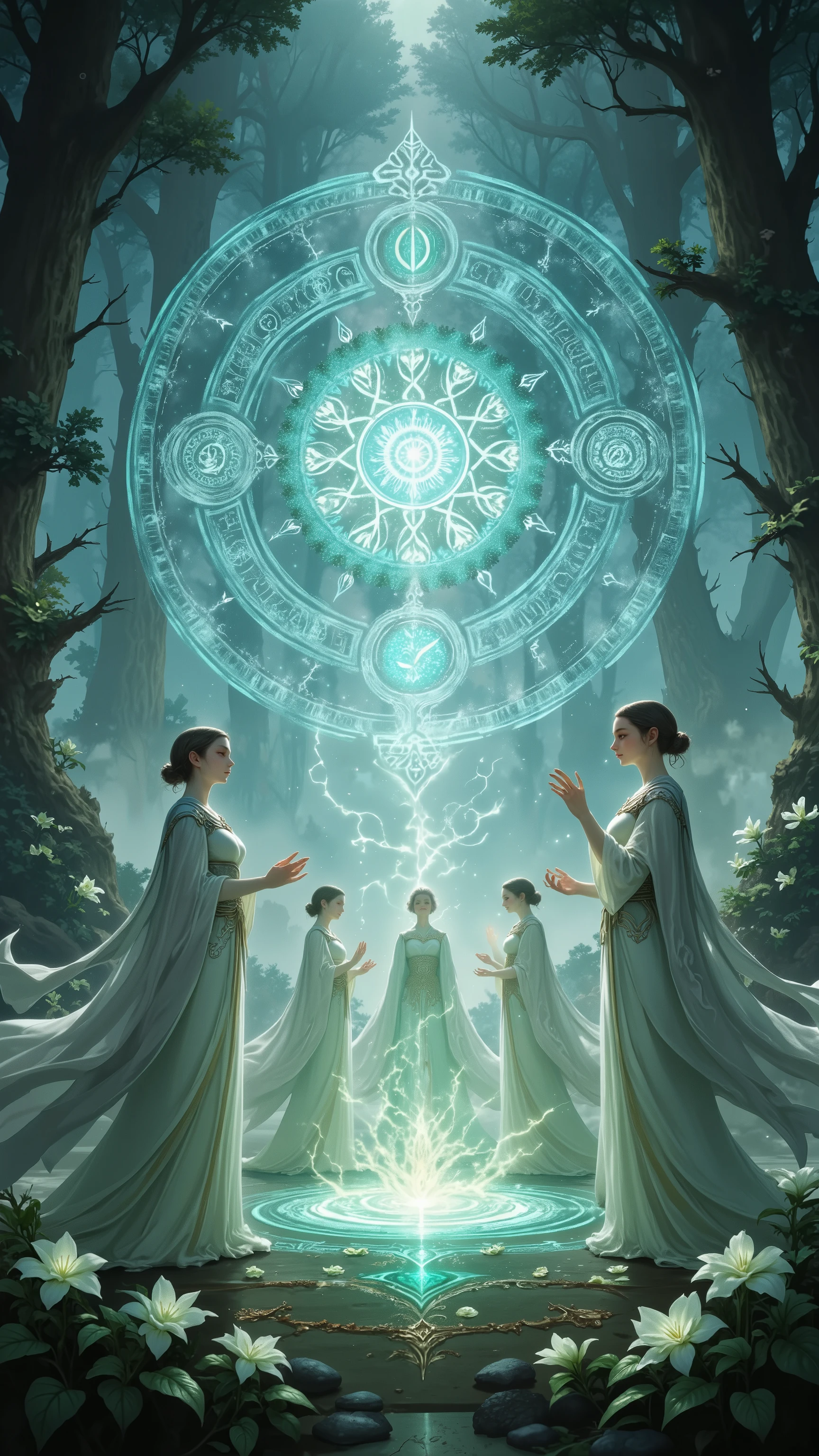  Female Elves by Chen Dingbo,    Sacred Magic Array , Clean light source, 