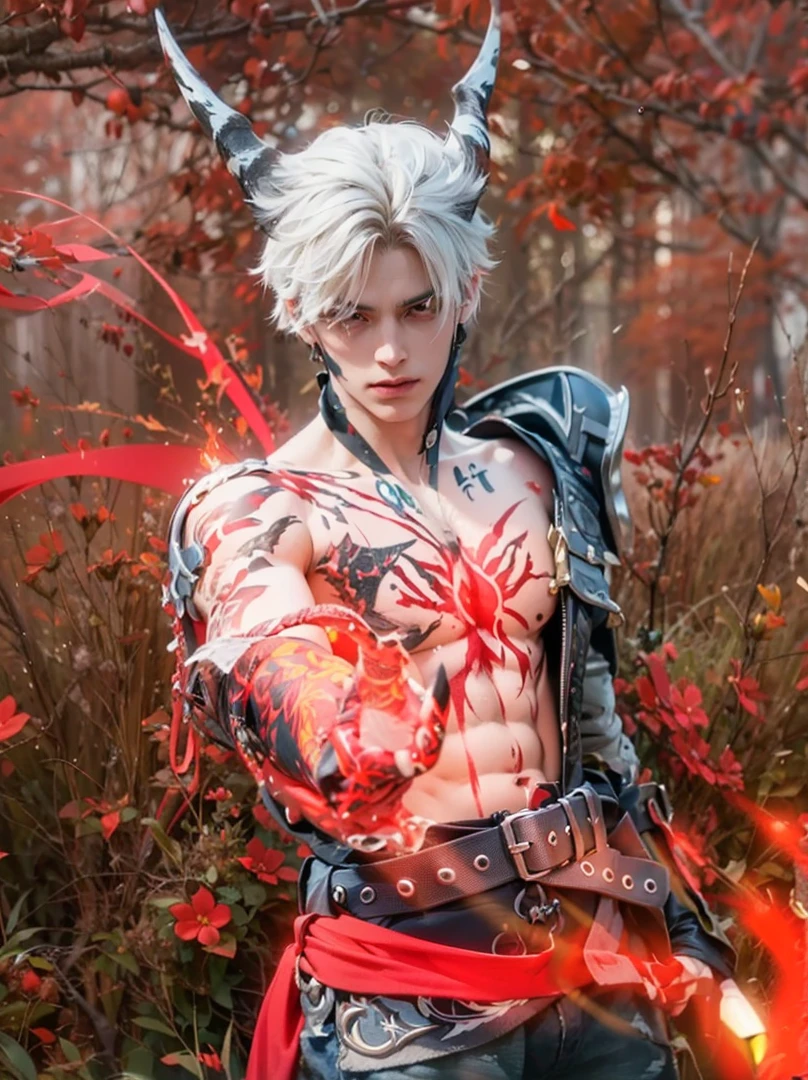 1 male, Japanese male model, high resolution 4k, adult, handsome, perfect face detail, detailed eyes and face, muscular, white eyebrow hair, white eyelashes, Naked torso, Detailed face, perfect face, real skin texture, detail Perfect hand, details, Real and complete hand details, unreal engine, hd picture, satoru gojo, Jujutsu kaisen, white hair, short hair ,hair between eyes ,blue eyes, white skin