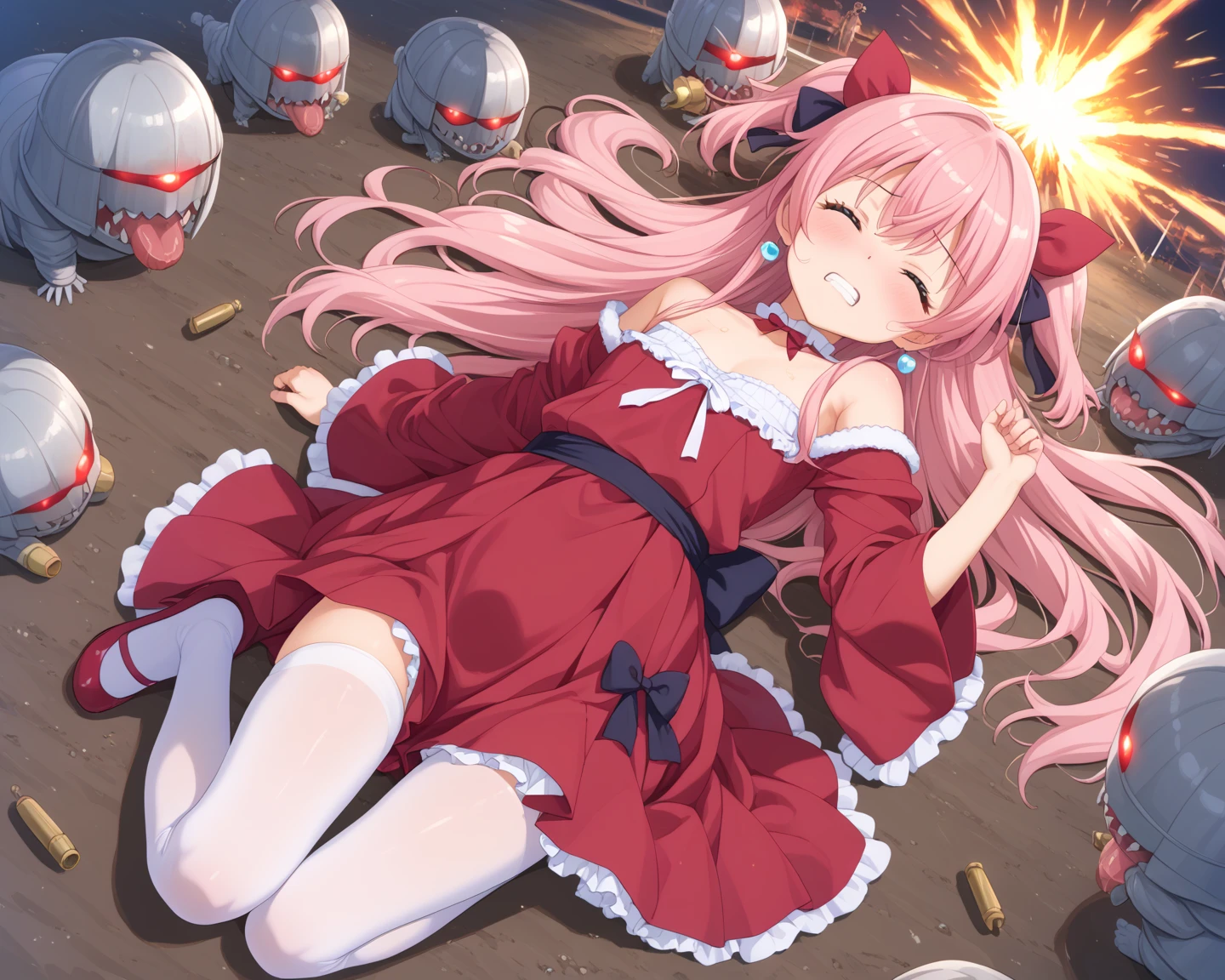 NSFW,Krul Tepes、Red eyes、Flat Chest、Long Hair、Pink Hair、Two Side Up、hair ornaments,(Perfect hands),(Perfect Anatomy),(masterpiece),(highest quality),Embarrassed,blush,(orgasm:1.5),(Ecstasy face:1.8),(Sweat:1.5),Open your mouth、Sticking out tongue,Leg spread,Lift your butt,Lying down,(Lying on your back:1.5),Trembling,(One man:1.5),(Having sex:1.5),Love Hotel,Luxury Room,(Sweat:1.5)