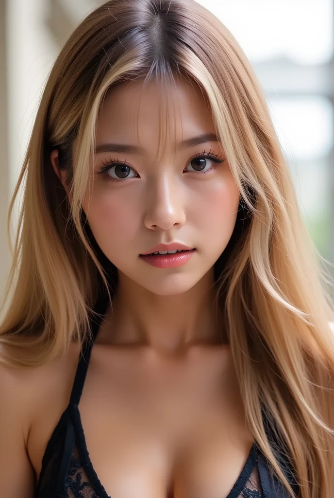 ((best quality)), ((masterpiece)), (
1 girl in, 15 years old, Asian, Long hair, Colossal, Looking at the viewer, blonde hair, full naked body, big breasts, Blue eyes, necklace on the neck, u, Realistic, Sexydetailed), 1girl, off-shoulder sweater,