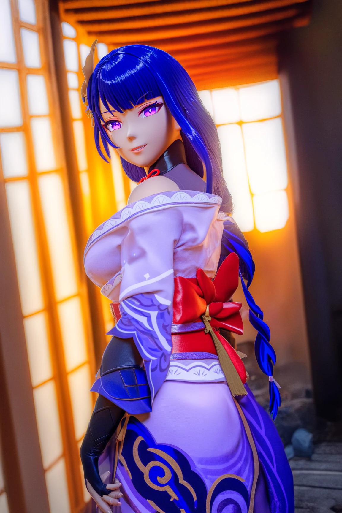 1girl, cat ears, cat tail, long blue hair, beautiful bright blue eyes, smiling, kimono, standing under a night sky with a full moon, surrounded by blue roses, [realistic], [3d], (8k, RAW photo, best quality, masterpiece:1.2), ultra high res, photo realistic, professional lighting, detailed lighting, professional photography, high quality, high res, extremely detailed, bloom, depth of field, sketch, sharp focus, soft lighting, detailed, detailed skin, to8contrast style.
