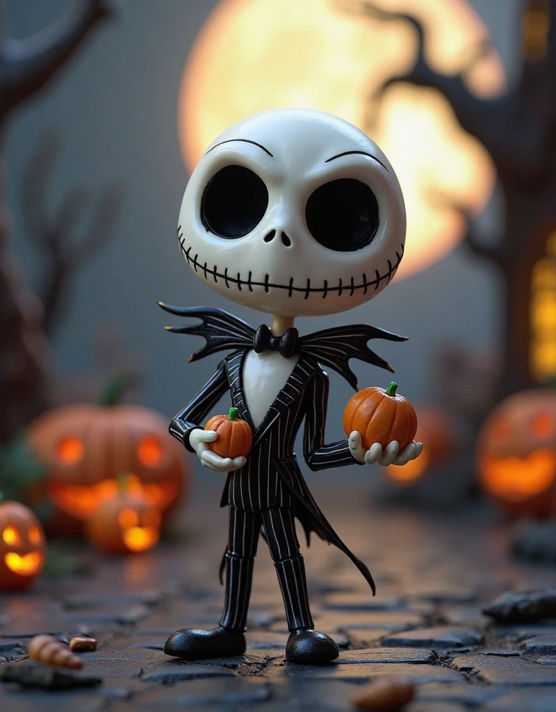 (knitted toy voodoo doll:1.9), (Voodoo Jack Skellington:1.3), (Clothing: pinstripe suit with glowing pumpkin symbols:1.0), (Accessories: enchanted pumpkin emitting sparks of Halloween magic, levitating spectral ghosts:1.1), (background: Halloween Town with floating pumpkins, glowing lanterns, and spectral spooks:1.2), best quality, masterpiece, detailed soft oil painting, detailed background, dramatic cinematic lighting, soft edge lighting, professional, dramatic lighting, hard edge lighting, ultra quality, 4k, masterpiece, best quality, 8k, ultra high definition, high resolution, extremely detailed