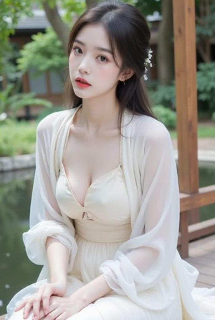 ((Highest quality)), ((masterpiece)), (detailed),Perfect Face,Japanese,landscape,Beauty,Small cleavage