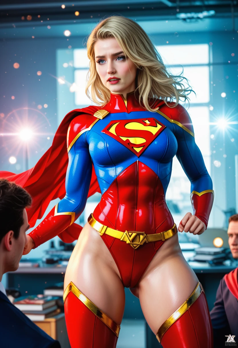 This character portrays a confident and alluring super sexy beautiful woman, 22 years old, a thin fit body, big gray eyes, golden blonde hair, (realistic:1.3), hyper detailed, photorealistic, portrait, masterpiece, vibrant colors, natural lighting, cinematic composition, hyper detailed beautiful pink pussy lips, hyper detailed open deep pussy, hyper detailed asshole, intricate details, hyper detailed, photorealistic, portrait, masterpiece, vibrant colors, woman sitting on a man's cock inside pussy, clad in Supergirl clothes,