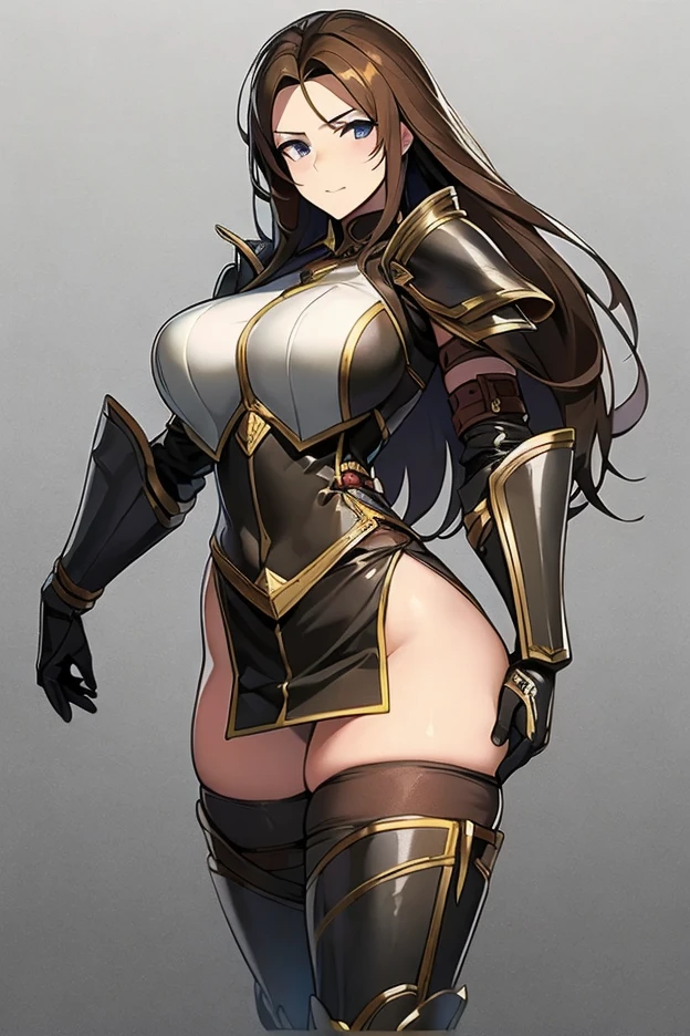 Masterpiece, high quality, high detail quality, female knight soldier with huge breast, long hair, gorgeous face, huge butt