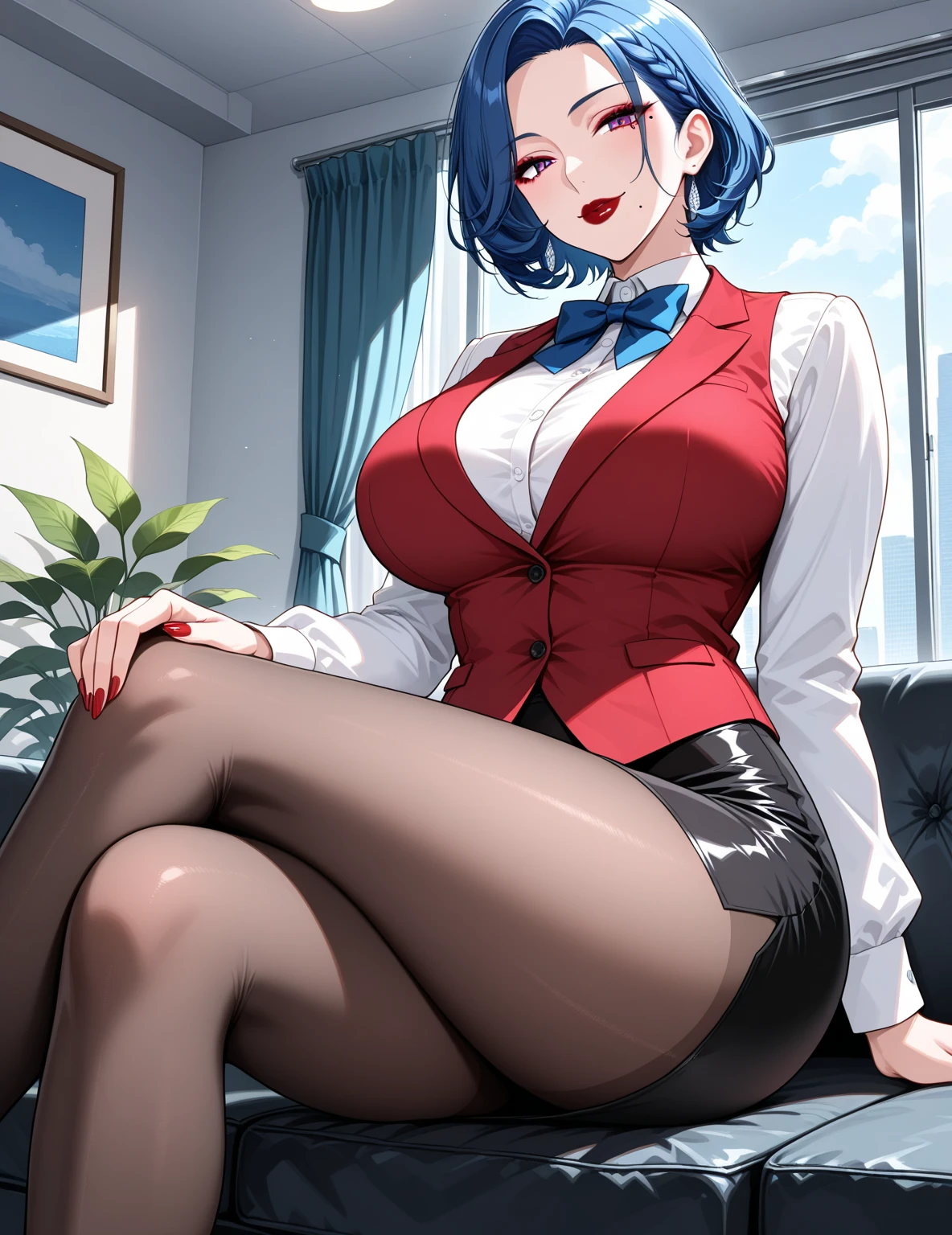 ((((sfw)))), I loaded the e621, beautiful and detailed,Woman (((female))) ((anthropo)) hyena, ross tran, por Ruan Jia, by zaush, por foxovh, cinematic lighting, seducer, hyena, thicc thighs, (giant chest), full body view, (anthropo, cute fur, character focus:1.1), 1 girl, anthropo dog girl, body skin, standing alone, Giant tits, (thicc thighs grossas:0.3), curved, non-giant spotlight , big fit ass ass sensuous ass sensuous invitation, (heart-shaped pupils), sensuous, seducer, fall in love girl, great, cute, naughty face, room, big fit ass aureola sahow , show , black hair with blue highlights. night looking at the rain . high school girl, semi-buttoned uniform niform, with his shirt soaked from front show giant (for very little_visible_boba) big fit ass_, visibile saliva offering the breasts and sex partial badass clothing (She is sitting) ((She is showing her sensuality) ( blue collar.) hottest hot 1st position for sensuous blue eyes confortable naughy face anime-style cartoon-style squirrel ears with blue hair and wearing secretary clothes , digital drawing and colorful city in the background, sexual expression.) tight shorts garter belt tights