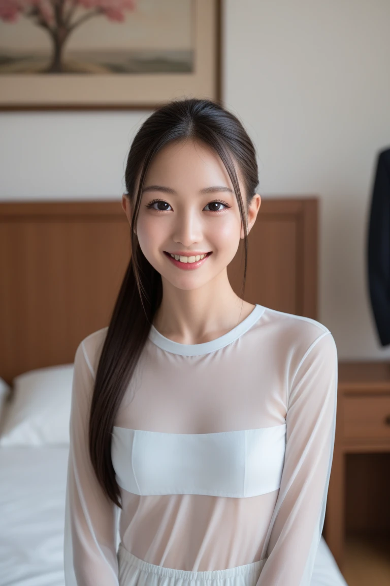 raw photo, 1girl, cute face, beautiful face, medium breast, collared blouse, White blouse, light smile, Upper body, detailed skin, pore, simple background, photorealistic, anatomically correct, masterpiece, best quality, UHD