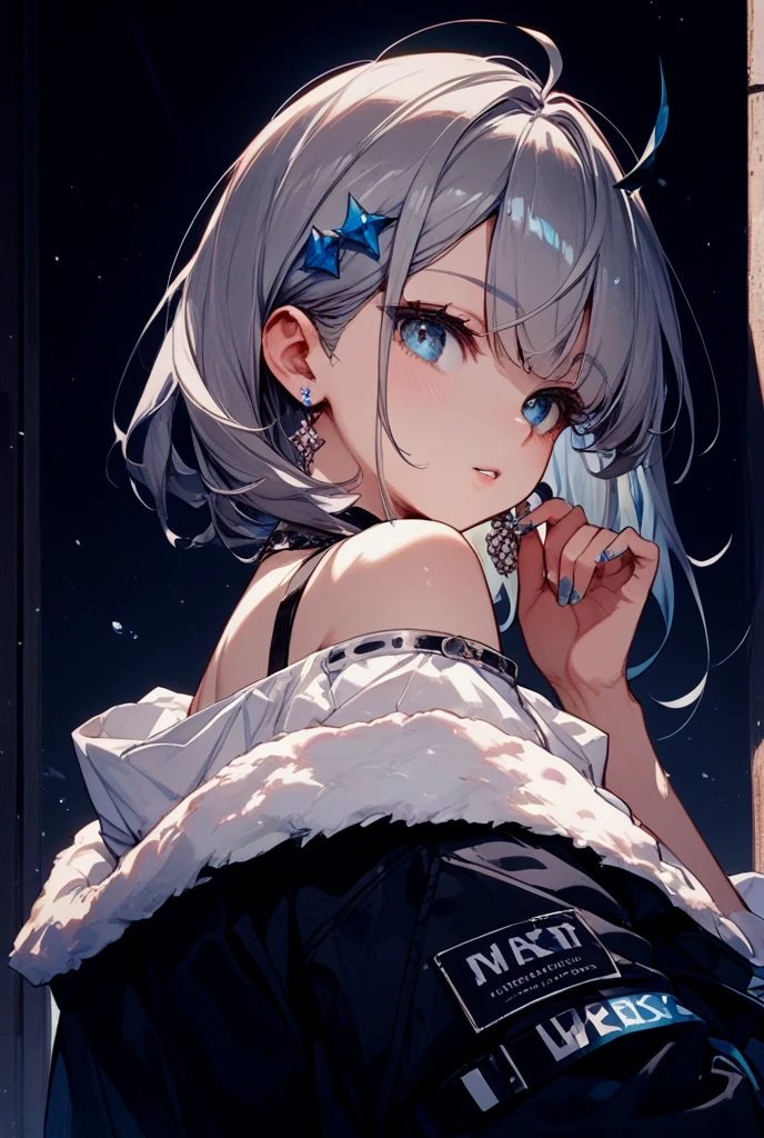 super high quality, with a girl, 20-year-old, very short hair, long bangs between the eyes, pale blue eyes , very detailed,(masterpiece、highest quality)、alone、gray hair、White skin as clear as snow、fantasy, silver hair, black eye, beautiful eyes,, ecstasy, charm, be smitten with audience, fantasyな風景、inside the house、white clothes