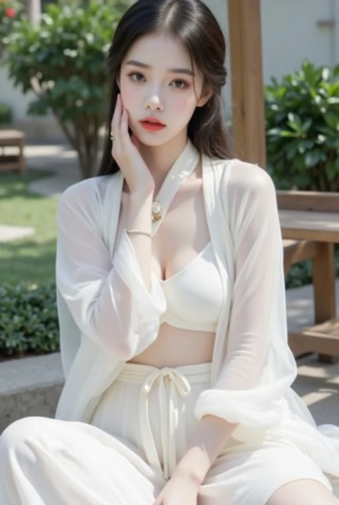 (extremely delicate and beautiful work)、(8K、Raw photography、top-quality) 、masterpiece:1.2)、(realisitic、Photorealsitic:1.37)、、(masterpiece)、1girl in、high-detail、Beautiful clear eyes、Ultra-fine depiction、delicated face、Lovely lips、((flat chest))、natta、big breasts thin waist、teats、Thin leg、cute little、Slender body、NSFW、 ((nudde)) 、the pose、the beach、Spread your legs apart、Lying on a beach chair