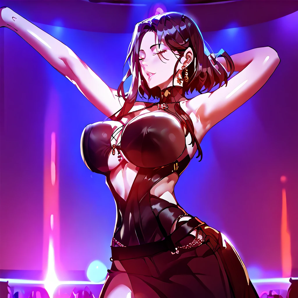 Black hair, large breasts, sexy