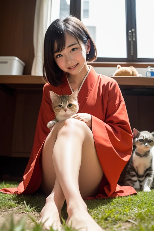 O itadori batendo em um gato vestido de sukuna e a maki voando com o gojo partido no meio