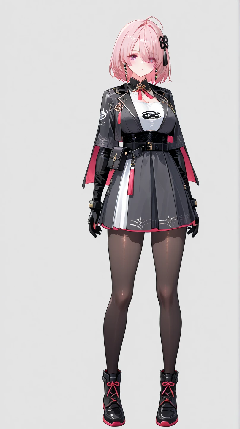 con fondo, lindo, pecho grande, Idol, Idol costume, ojos verdes, colas gemelas, pelo canoso, Pose de vtuber, cuerpo completo