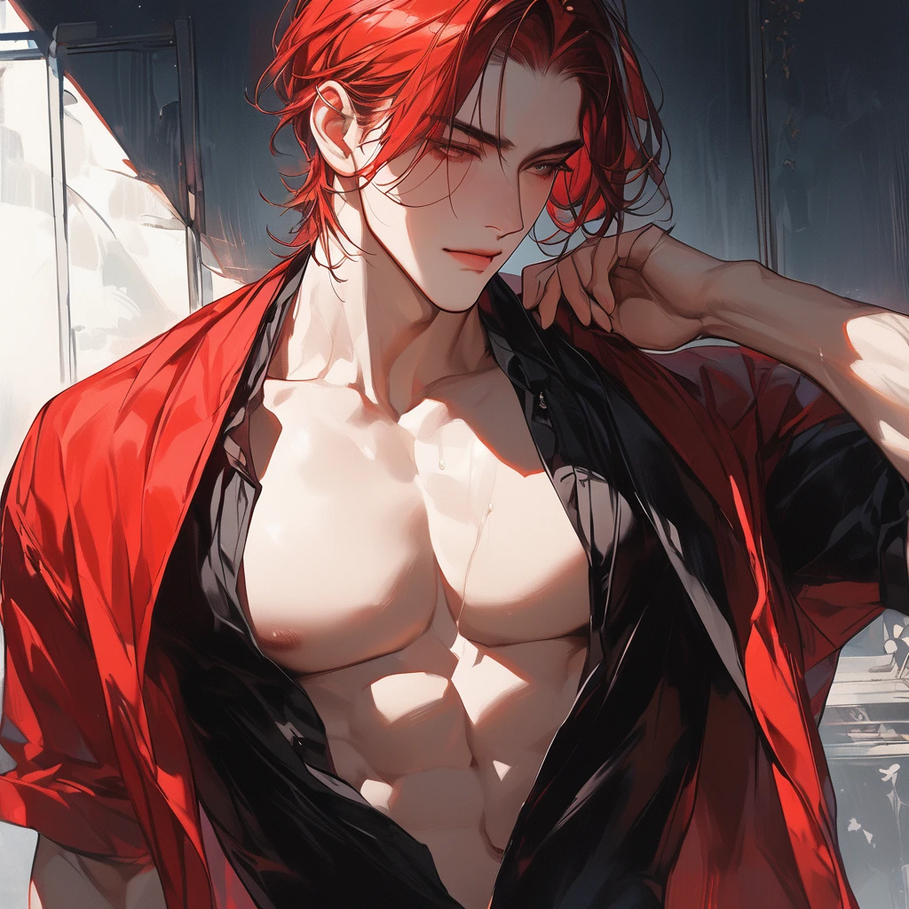 a 40 year old man ((red short hair:1.0)), grey eyes, moles all over the face, wearing an official uniform, masculinity, teacher