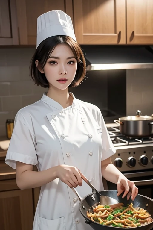 ((meilleure qualité, 8k, chef-d'œuvre:1.3)), POINTU:1.2, Figure parfaite, belle femme:1.4, Abdos minces:1.2, ((Style de cheveux en couches, énorme mésange:1.3,clivage:1.2)), (Une chemise longue avec des boutons blancs mouillés transparents:1.1),(La pluie,la rue:1.2),Se mouiller:1.5,Texture du visage et de la peau très détaillée,Un œil détaillé,double paupière,Regarder la caméra de côté
