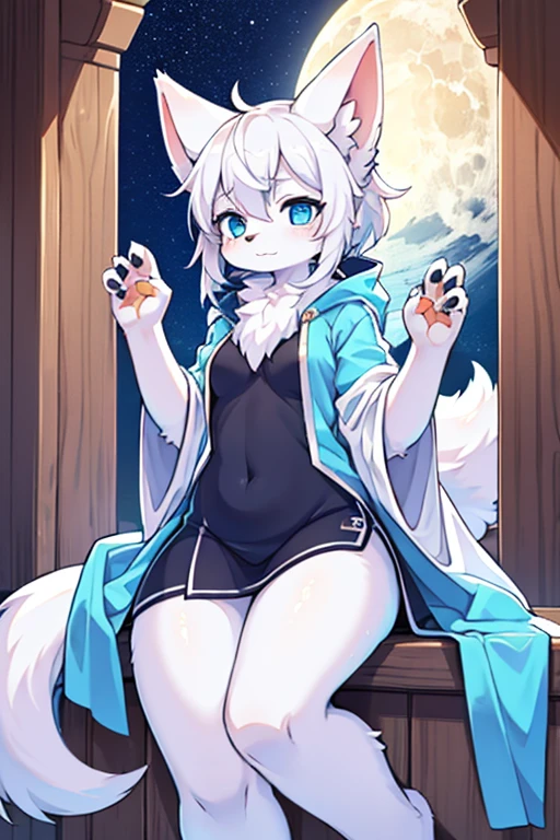 solo person,独奏,Full body like,shaggy male,hairy bodies,Correct male human anatomy,Detailed double eyes,glowing light eyes,shoun,coyote,canid,Gray fur,long white hair,The ends of the hair are purple,Purple eye,drools,Bullied,adolable,Handsome,large tail,full bodyesbian,sea beach,summer day,rays of sunshine,swim wears,Lie flat on the ground,The waves wash over the body