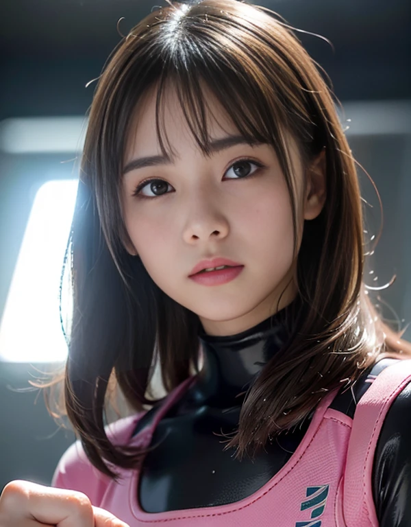 (1 girl)、highest quality、masterpiece、超A high resolution、(Photorealistic:1.4)、RAW Photos、1 girl、(Wearing a super shiny pink wetsuit)、Female scuba diver、Long sleeve、Diving Gloves、Portraiture、Close-up、Shadow、Octane Rendering、8k、Ultra Sharp、Metal、Intricate decorative details、Onboard Details、Very intricate detail、Realistic Light、(Mysterious look)、Shining Eyes、To the camera、Small LED