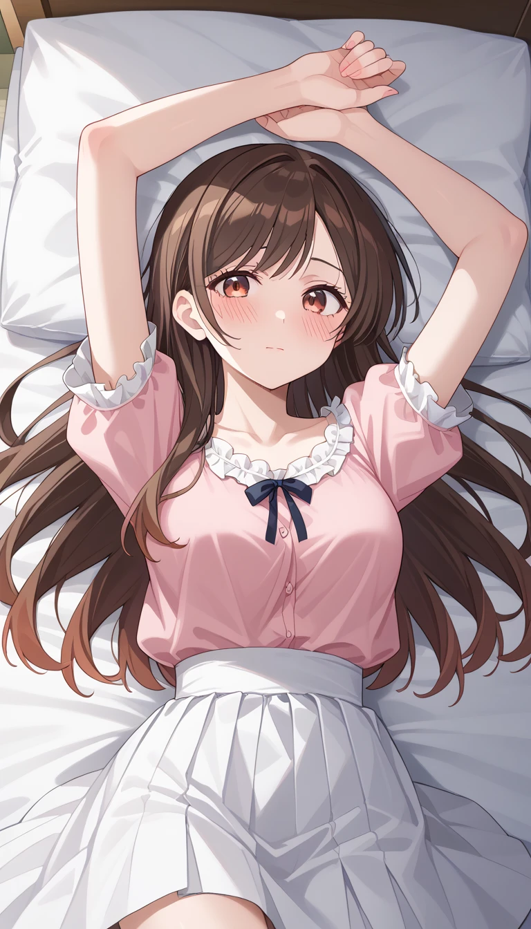 A beautiful girl in camisole sexy panties, anime girl, housewife, inside the room, inside the house, a window nearby, big rounds breasts, (light blue sleeveless camisole, light blue panties with white heart print, panties with a little pink bow in the middle), dark brown hair, bangs, long hair, wavy hair, hair one side up, expressive hair, shiny hair, hairclip, aqua eyes, (gradient eyes:1.3), glowing eyes, pupils sparkling, blush, bright pupils, grin, open mouth, (grin:1.3), forehead, cute face, finger to mouth, anime, high detail, anime style, depth of field, dithering, chiaroscuro, image fill, three sided view, panorama, perspective, photography, lens flare, Wide-Angle, f/1.8, 85mm, Nikon, 40k, super detail, UHD, retina, masterpiece, accurate, anatomically correct, textured skin, highres, best quality