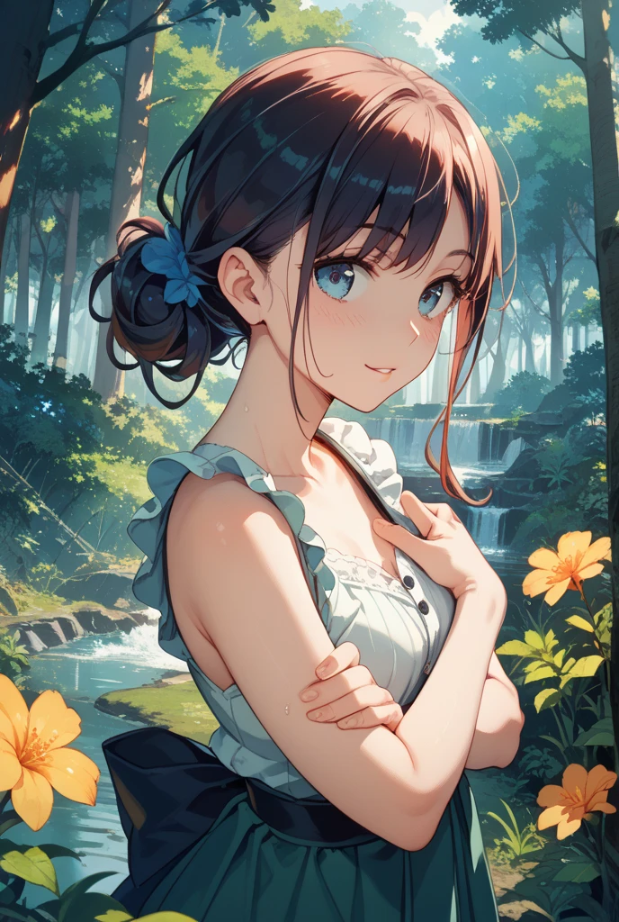 very cute and beautiful girl,(highly detailed beautiful face),
white camisole,standing under big tree,cowboy shot BREAK
(smile),happy,looking at viewer,(pleated blue mini skirt:1.2),(skirt lift,white panties),
countryside,grassland,hilltop,wooden fence,detailed landscape,black hair,twin braid,
(best quality,masterpiece:1.2),absurdres,highres,ultra-detailed,extremely detailed,32k,8k resolution,
intricate details,cinematic scene,detailed background,solo,dynamic angle,
(realistic),