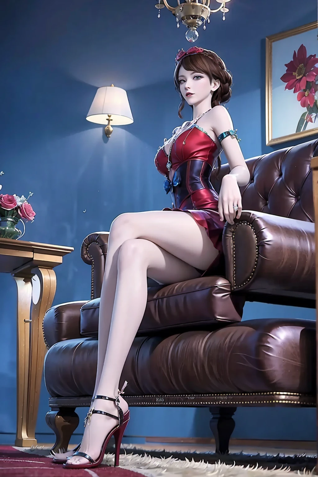 (best quality,4k,8k,highres,masterpiece:1.2),ultra-detailed,(full body:1.5),(realistic,photorealistic,photo-realistic:1.37),vintage, 1960s', beautiful woman,retro style,vintage fashion,pin-up girl poster,glamorous appearance,sensual pose,classic red lips,curly hair,flawless skin,stylish clothes,rockabilly inspiration,colorful background,soft lighting,elegant atmosphere