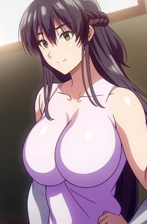 1 milf & 2 man, purple and slightly black hair, nude, cynical look, angry face, white background, erotic, full body, sex scene, butt, doggy style sex