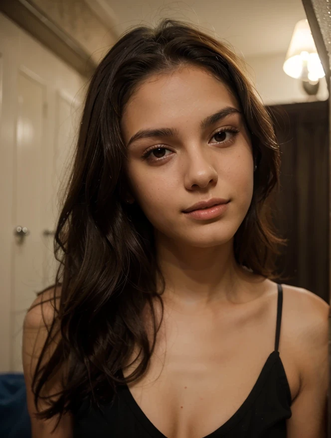 RAW photo in sequence, a photo of a 21 year old girl, ((upper body selfie, happy)), lingerie, innocent face, outline female face, very feminine face, detailed face, detailed face, detailed face, detailed backgrounds slightly out of focus, natural lights, HDR, realistic photo, professional photo, flirting with viewer, sexy look, showing a bit of bust, photorealistic, Beautiful, brown eyes, brown hair, natural brown skin, 8k UHD, high quality, filmic grain, Fujifilm XT3