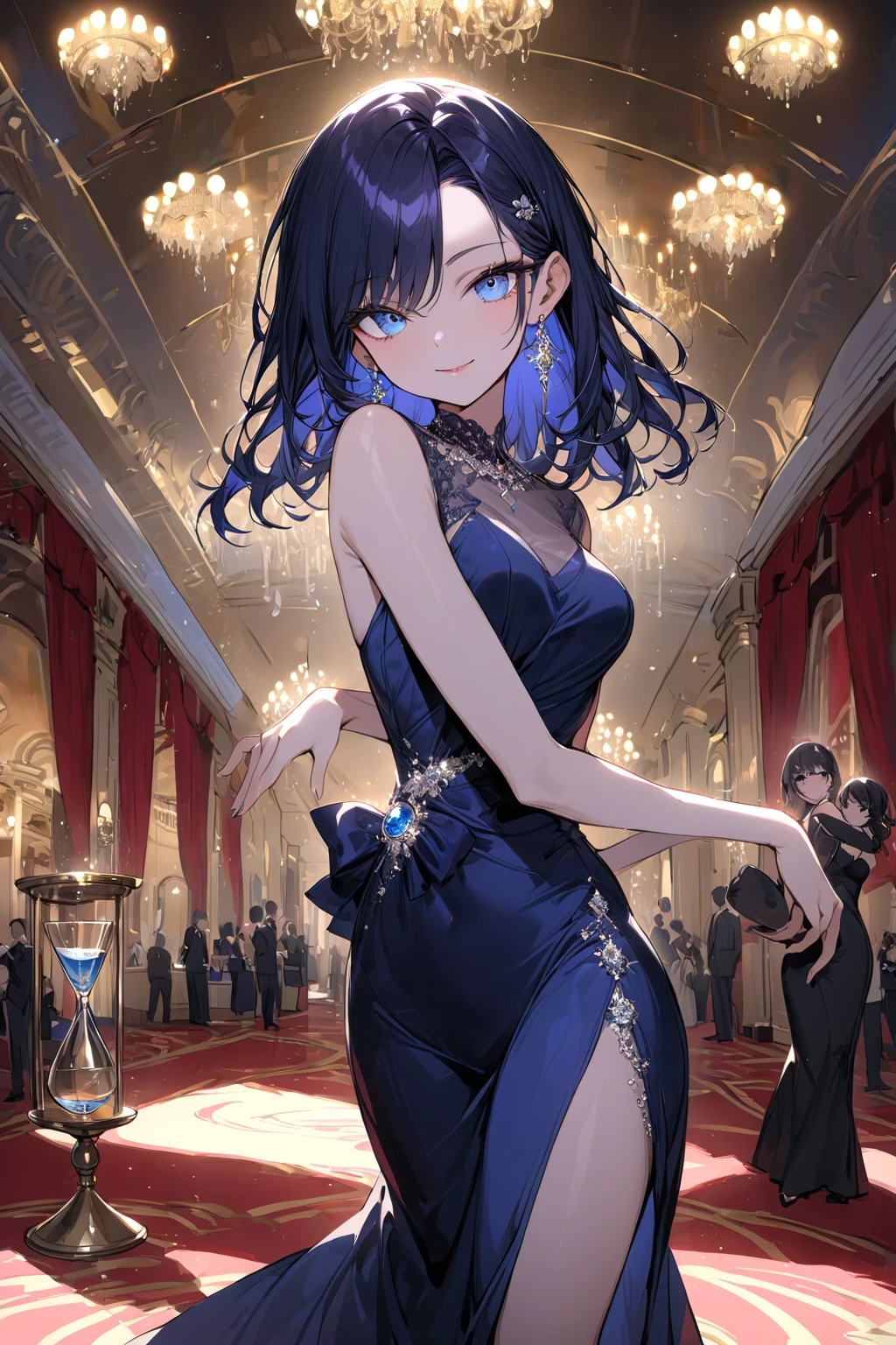 Miku from the anime quintuplets with bare chest and seductive smile looking at the viewer