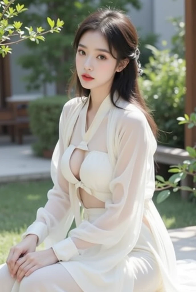 Behind the frosted glass, masterpiece, best quality, breasts_on_glass,1girl, fit body, wet semi-transparent clothes, sweat, breasts on windows, drop of water, breasts squeezed by glass,hanfu, chinese traditional dress,in a student dormitory