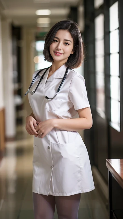 (highest quality、table top、8K、best image quality、Award-winning work)、1 nurse、(solo:1.3)、(The perfect and most natural nurse's pure white lab coat:1.2)、(A perfect white lab coat made of polyester:1.2)、(Perfect and most natural white plain nurse cap:1.2)、(The most natural and perfectly organized hospital room:1.1)、(A perfectly organized hospital room:1.1)、(The most natural and practical hospital room:1.1)、blurred background、big breasts、emphasize body line、(standing elegantly:1.1)、(close up of face:1.1)、(look at me:1.2)、accurate anatomy、(Beautiful skin shining in the sunset:1.1)、(A hospital room bathed in sunlight:1.1)、(Vibrant and romantic sunset on the background of Naas:1.3)、(A fantastic and romantic sunset:1.2)、(epic movie lighting:1.1)、(romantic evening hospital room:1.1)、Super high-definition glossy skin、Super high-definition sparkling eyes、Super high definition beautiful hair、Super high definition beautiful teeth