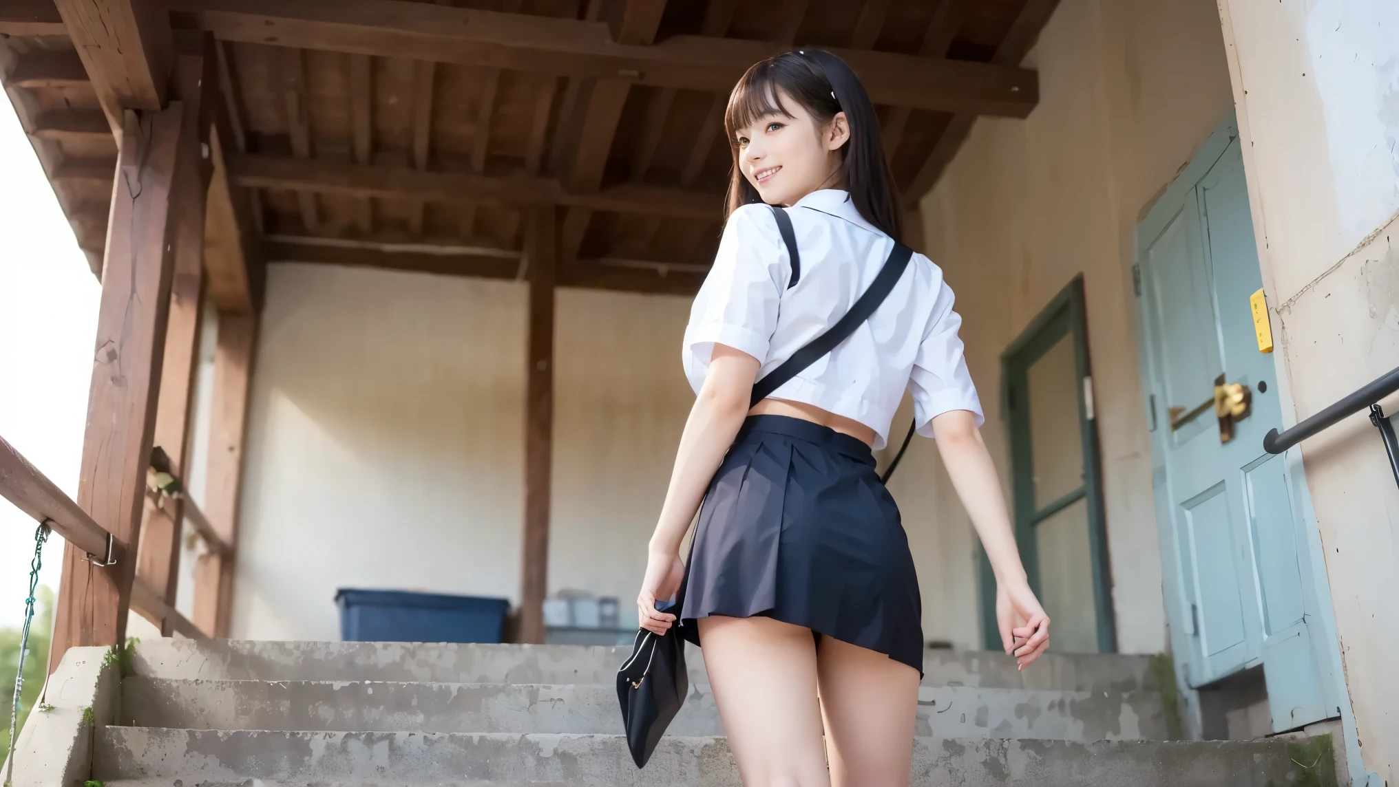 (8K、RAW Photos、Highest quality、masterpiece:1.2)、(Realistic、Realistic)、1 Girl、((Sailor Moon Costume:1.2、Thin legs、whole body、View from the front、smile、Looking into the camera、Hold your skirt with both hands and show me your black ))、cute