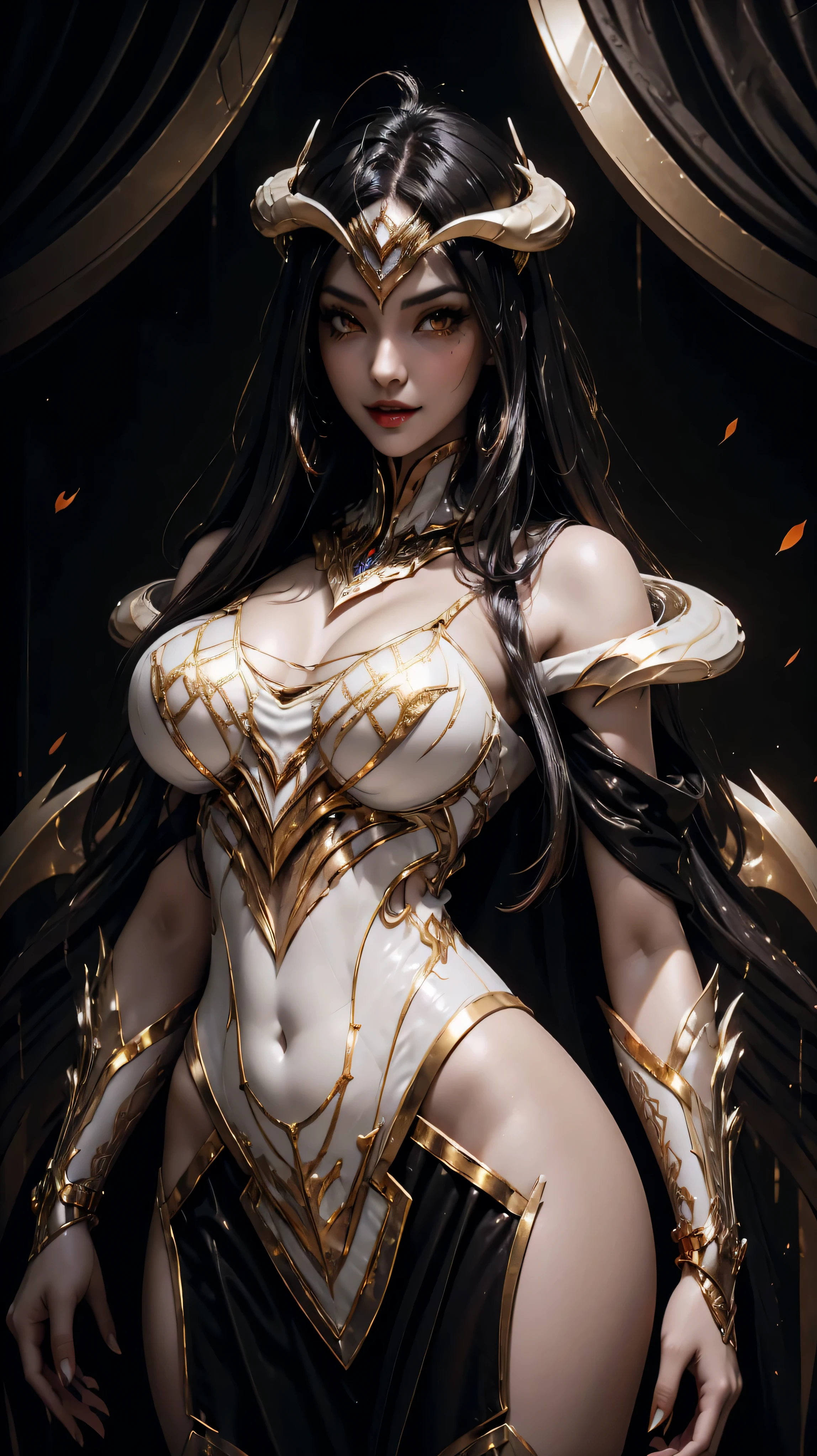 A beauty girl with black hair, 1GIRL, (PHOENIX GOLD HELM), (BIG BUTTOCKS, HUGE FAKE BREAST:1.5), (CLEAVAGE:1.5), (MUSCLE ABS:1.3), (MECHA GUARD ARMS, DIAMOND CORE IN MECHA ARMOR:1.1), (RED SHINY FUTURISTIC MECHA ARMORED GEAR, BLACK MECHA SKINTIGHT SUIT PANTS, CLOSE UP HALF BODY:1.5), (SEXY PERFECT THICC BODY, GLOWING SKIN:1.1), (LOOKING AT VIEWER:1.3), (PORTRAIT:1), (WALKING HALLWAY OF FUTURISTIC SPACE STATION:1), (BRIGHT LIGHT WHITE_ROOM:1.3), HYPER TEXTURE, UNREAL ENGINE RENDER, PHYSICALLY-BASED RENDERING, ULTRA HIGHT DEFINITION, 16K, 1080P.