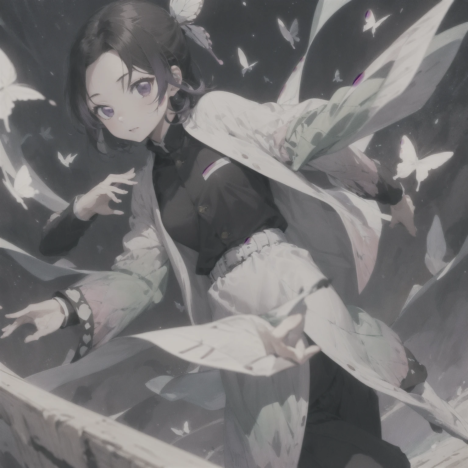 ((A masterpiece)) of ((the best quality)), featuring a graceful ancient Chinese woman dancing with a sword in a white and gray studio background. The artwork is rendered with high resolution and ultra-detailed elements that bring out the beauty and elegance of the woman's movements and clothing. The woman is depicted in a full-length portrait, with a serene and focused expression. She wears a traditional Chinese dress, with flowing sleeves and a long skirt that sways with her movements. The dress is adorned with intricate embroidery and delicate details that reflect the refined taste and sophistication of ancient Chinese fashion. The sword is an extension of her body, moving in harmony with her every step and spin. The white and gray background provides a simple yet elegant contrast that accentuates the woman's fluid and graceful movements. Overall, the artwork captures the beauty and artistry of traditional Chinese dance and fashion, showcasing the timeless charm and grace of ancient Chinese culture.
