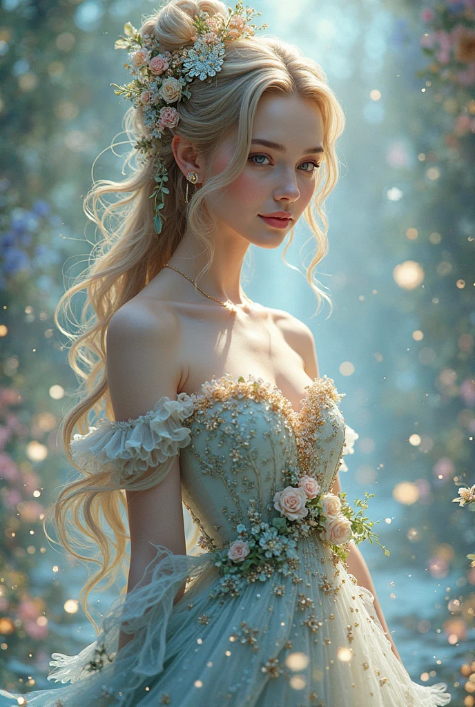 Cinderella, (masterpiece), Best Quality, (transparent), expressive eyes in gray, Perfect face with naked body showing her pussy.