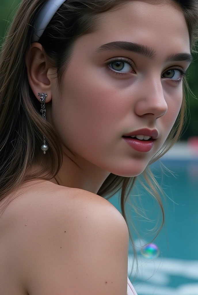 (DollieNobodySD15:0.8) beautiful ginger woman lounging by the pool red curly hair ponytail wet hair headshot closeup 200mm portrait (masterpiece:1.2) (illustration:1.1) (best quality:1.2) (detailed) (intricate) (8k) (HDR) (wallpaper) (cinematic lighting) (sharp focus) <lora:zovyaWetHairLORA64_V1:0.80>