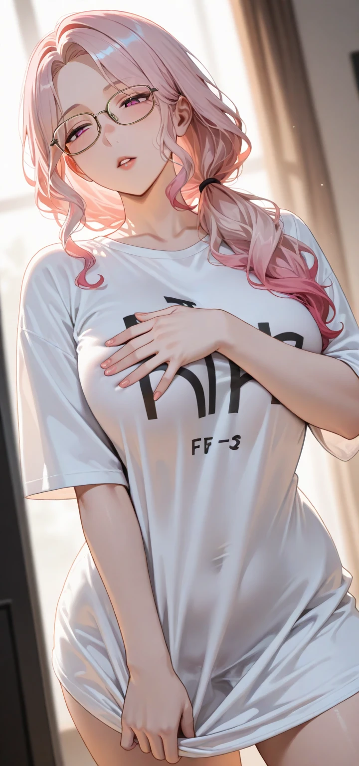 She spreads her pussy wide with both hands　Pussy super super super super super super super super super enlarged　Super cute cute cute cute girl　blondes　Shortcut hair　A close-up of a cute girl in a lewd pose, spreading her pussy so wide you can see the hole inside　Middle finger up　Pink Hair