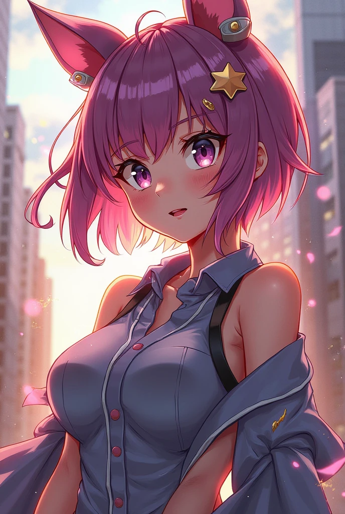 1 wolf girl, rose quartz eyes, wolf ears, wolf tail, short hair, (smile:1.1), (parted lips:0.8), cute,
bare arms, medium breasts, (cleavage:0.8), (collarbone:0.9), (thighs:0.7),
tube top, overalls, (ribbon:1.1),
hand in pocket, pink street,
sharp focus, looking at viewer, cowboy shot,
(intricate:1.1), (light pink theme:1.1), (light pink tone:1.1), (deepblue tone:0.9), (anime coloring:1.1), illustration,